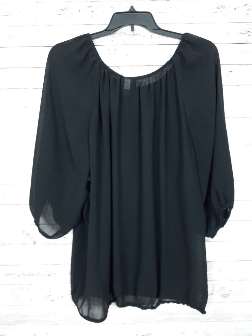 Lane Bryant Womens Sheer Top 22/24 On Off Shoulder Elastic Waist and Sleeve 872A - Picture 3 of 5